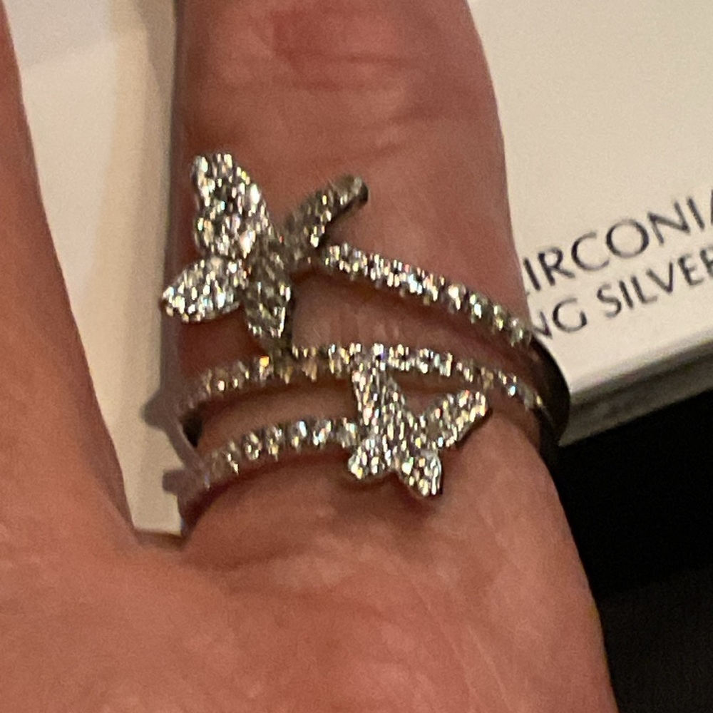 GIANI  BERNINI Sterling Silver & Cubic Zirconia Butterfly Wrap Ring sz 8 NIB - Picture 3 of 3